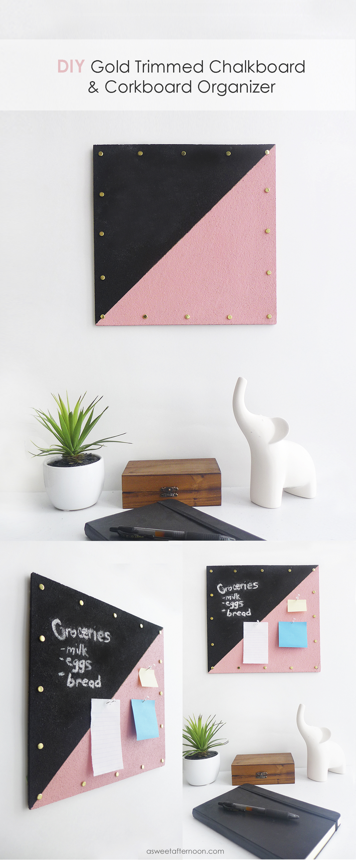 DIY-gold-trimmed-chalkboard-and-corkboard-organizer-office-decor
