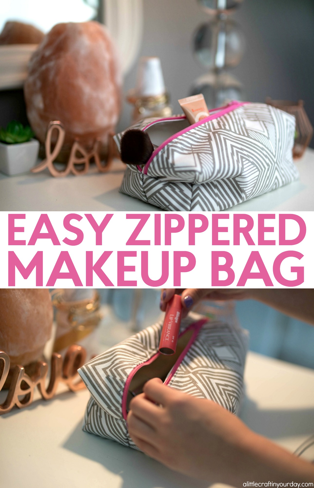 How to Sew a Zippered Makeup Bag - A Little Craft In Your Day