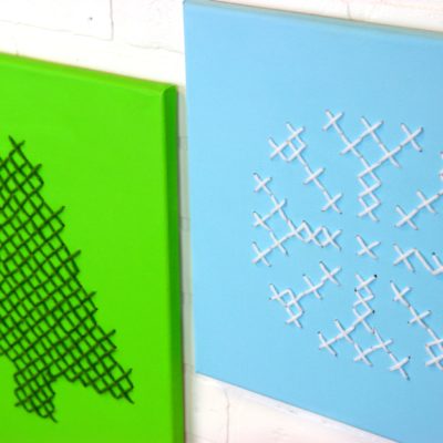 DIY Christmas Cross Stitch Canvases thumbnail