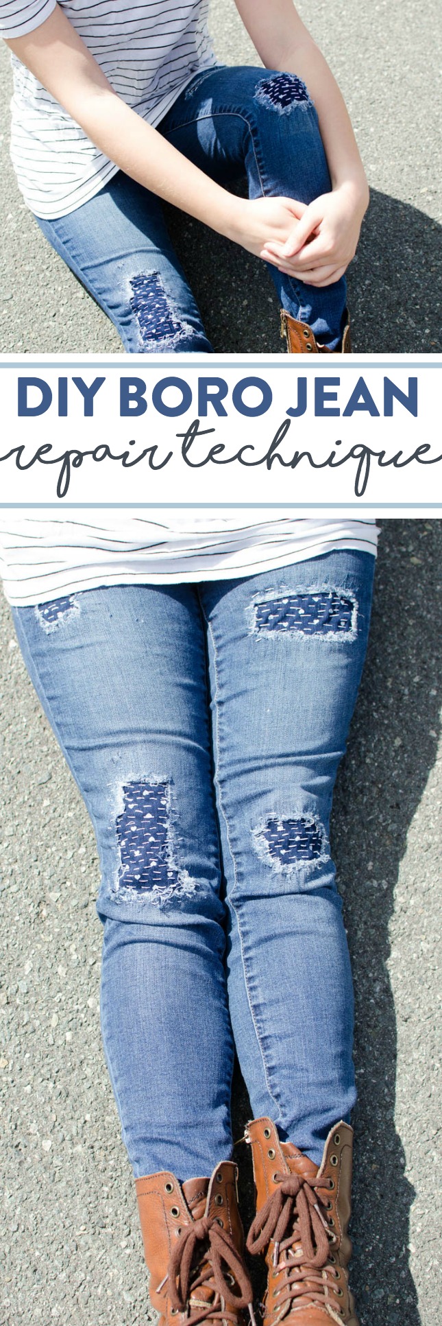 DIY Boro Jeans Repair | the new trendy way to fix up old jeans