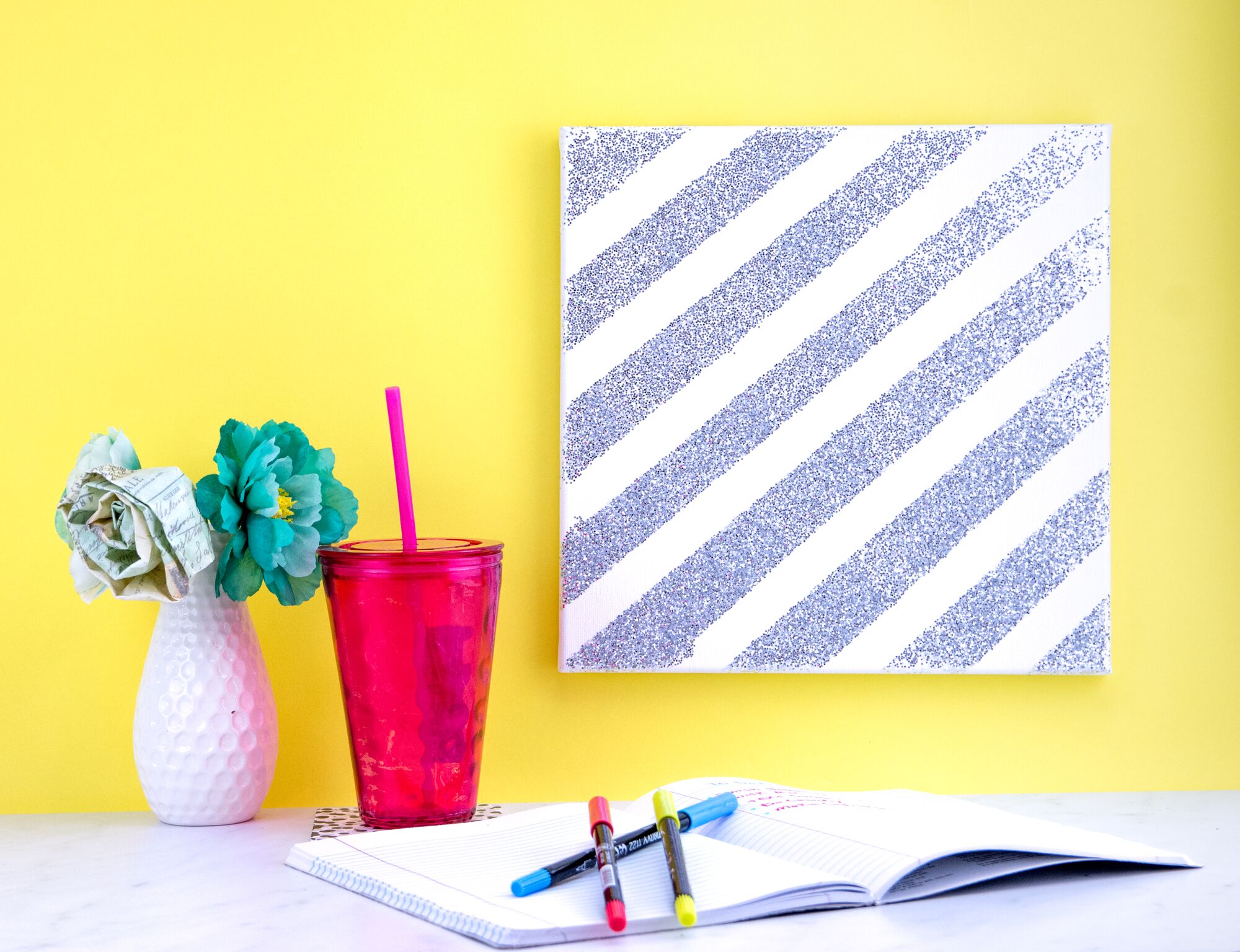 DIY Striped Glitter Canvas A Little Craft In Your Day