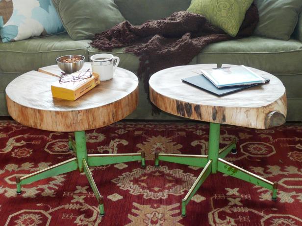 How to Make a Table Using a Log and Old Chair Legs