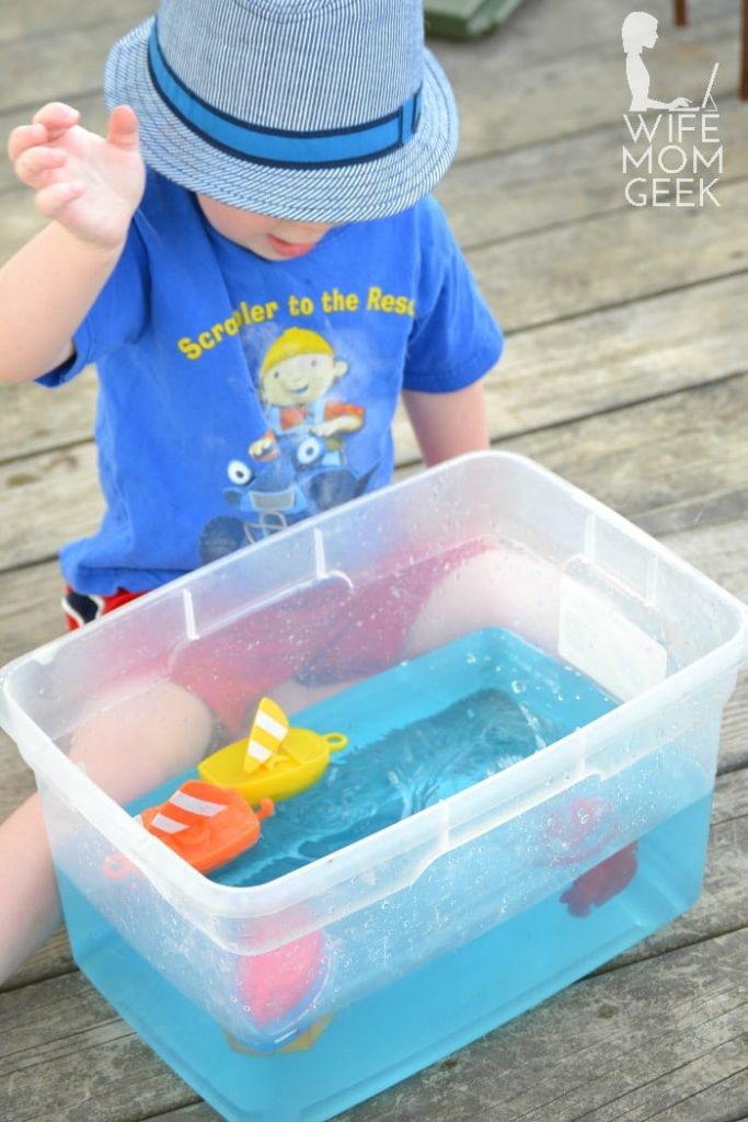 Water Sensory Play with Colored Ice