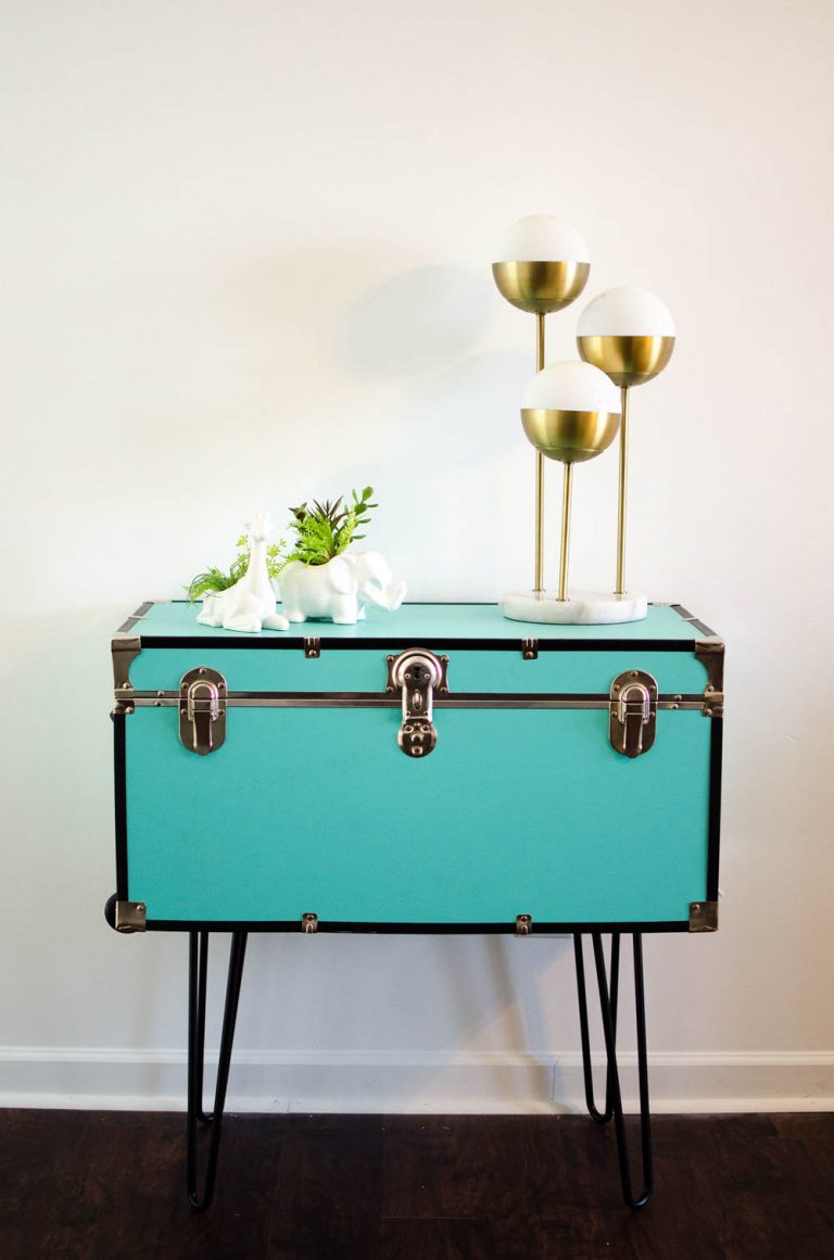 DIY Trunk Table a midcentury modern pin leg table DIY