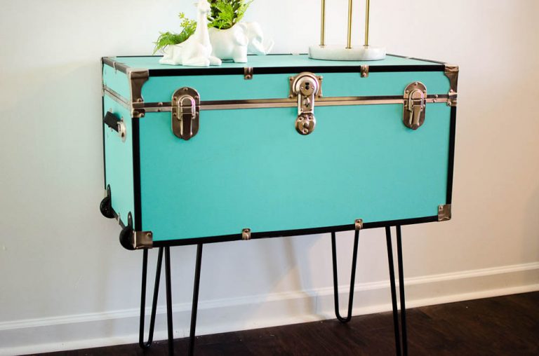 DIY Trunk Table a midcentury modern pin leg table DIY