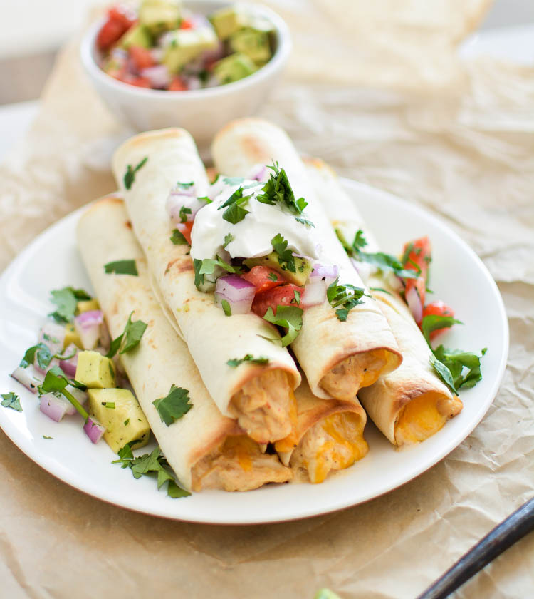 Chipotle Cheese Slow Cooker Chicken Taquitos 