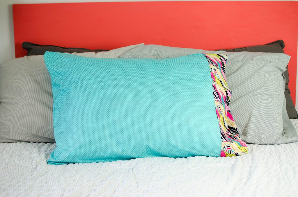 DIY pillowcase with contrasting trim