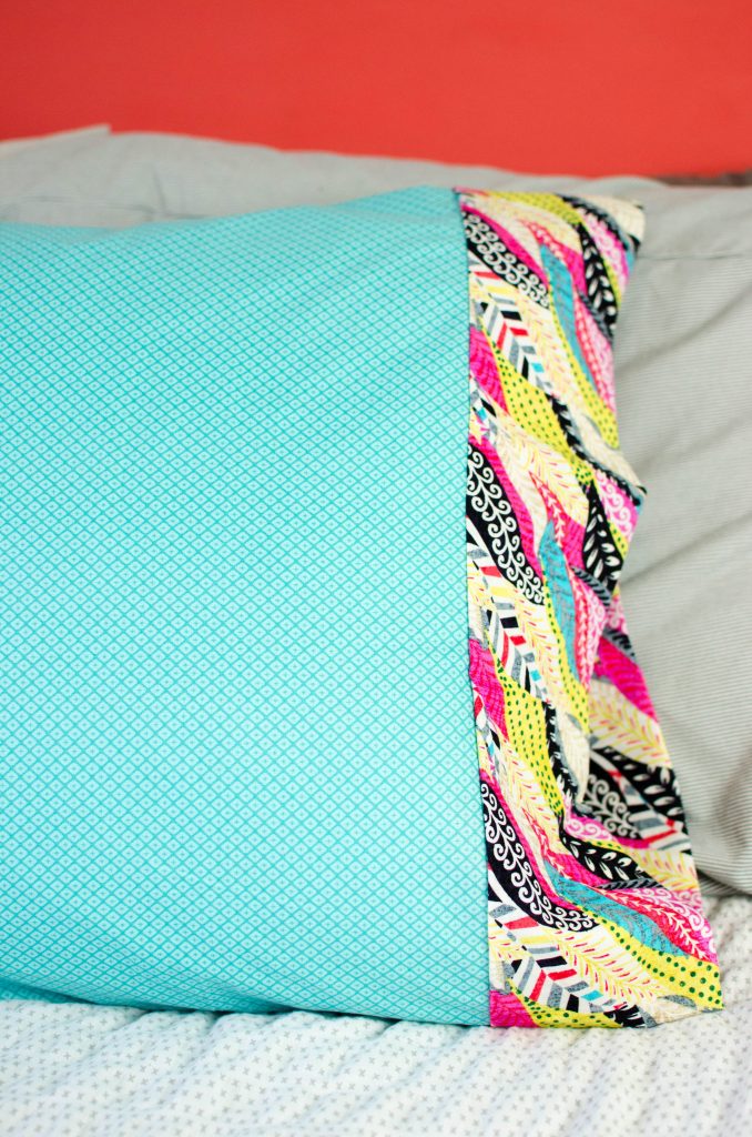 handmade pillowcase with contrasting trim