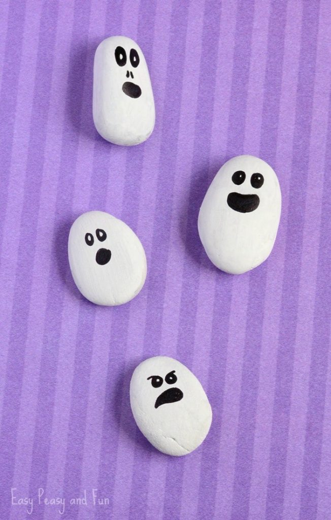 Painted Rock Ghosts Craft – Halloween Craft Projects For Kids