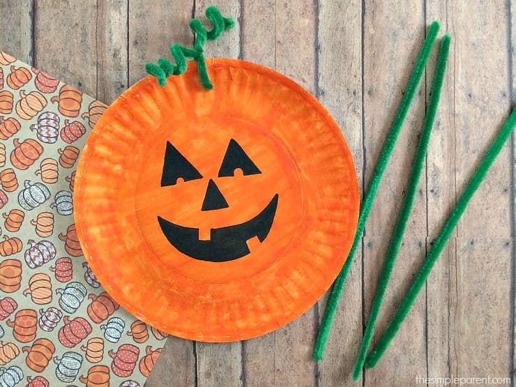 Easiest Paper Plate Pumpkin Craft Fall Project