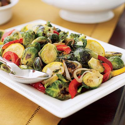 Saute Brussels Sprouts and Squash