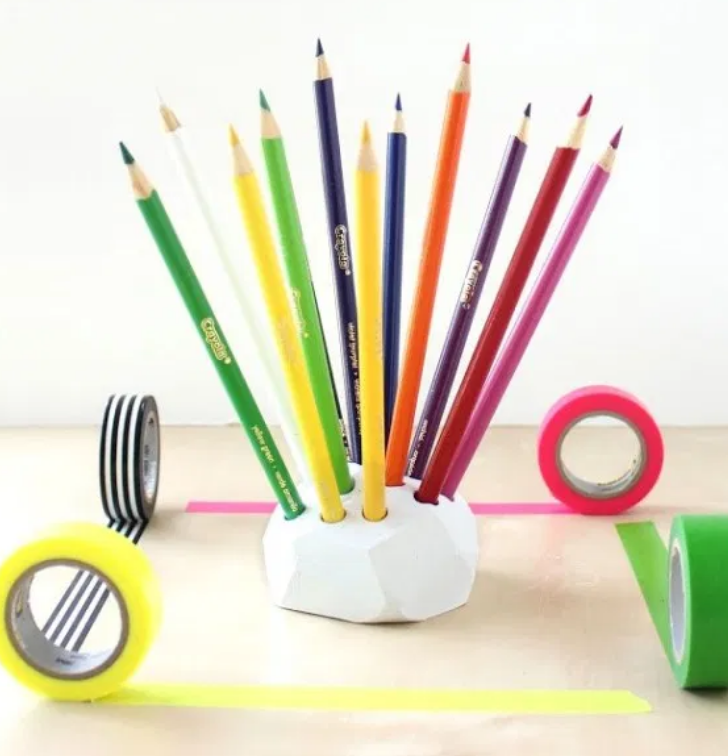 geometric colored pencil holder desk organizer