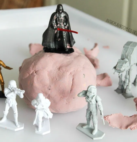 Star wars moon dough with some small Star Wars figures around it