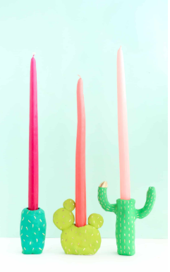 air dry clay cacti candle holders