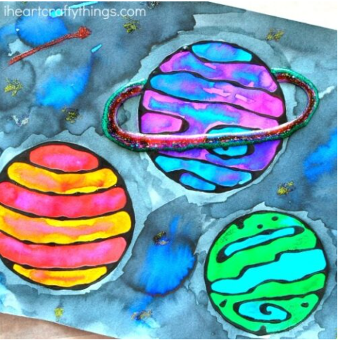 Gorgeous Black Glue Galaxy Craft Projects For Kids