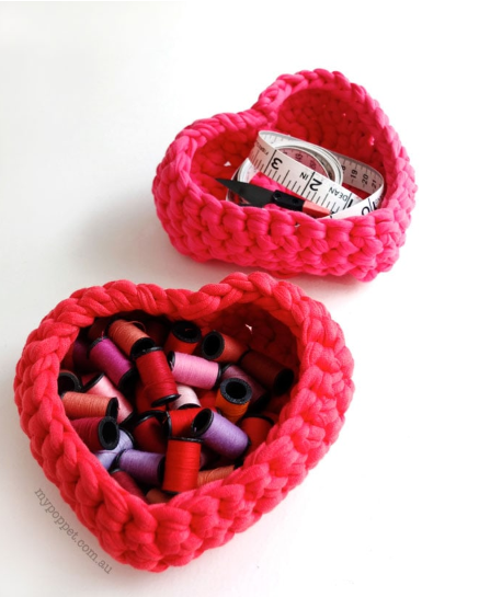 Cute crochet heart baskets