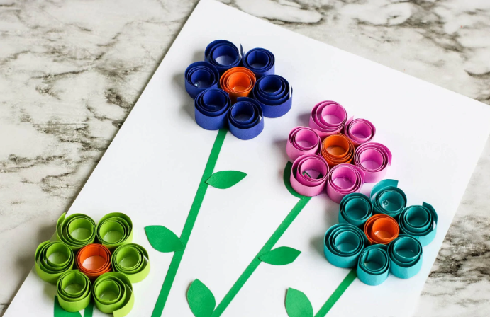 Fun and beautiful Curled Spring Flowers made from cardstock