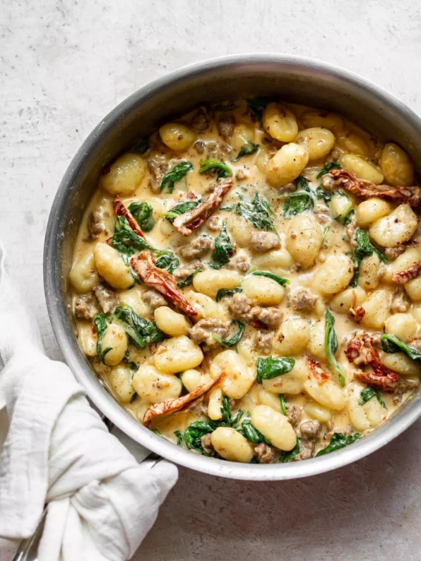 creamy Tuscan sausage gnocchi is the ultimate comfort food and simple recipe