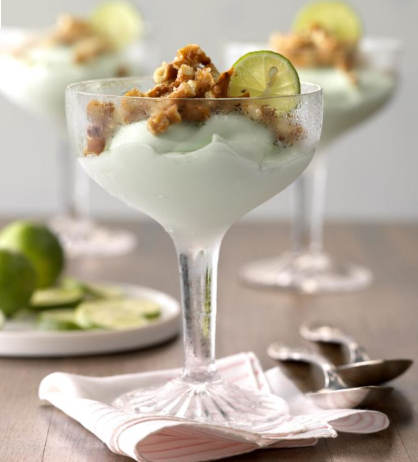 Frozen margarita mousse with whip topping summer dessert and drink