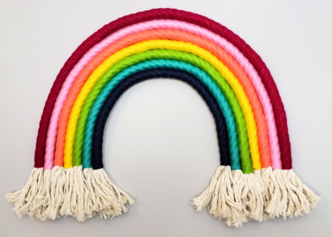 Rainbow yarn wall hanging