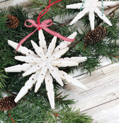 Clothespin Snowflake Home Ornaments for Christmas