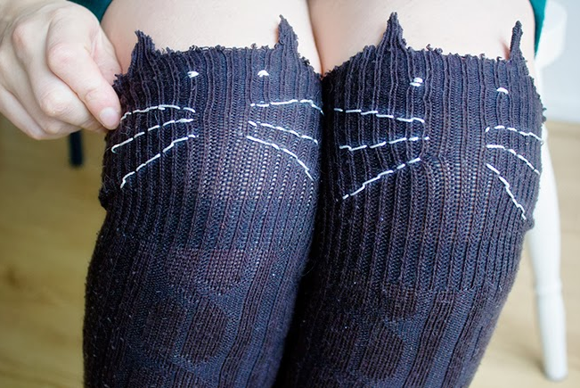 A pair of black cat socks