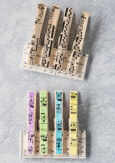 DIY Sheet Music Clothespin Magnets Fun and Easy Project