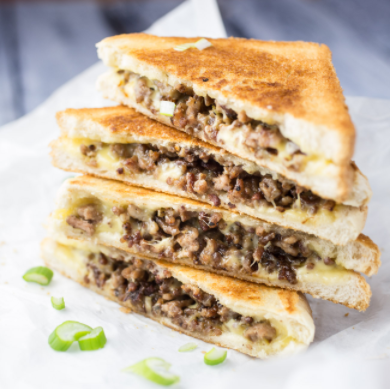 Magical ground beef grilled cheese sandwich for dinner