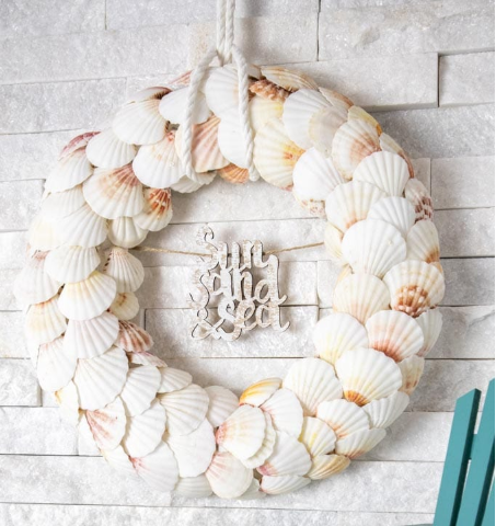 coastal twig seashell wreath home decor