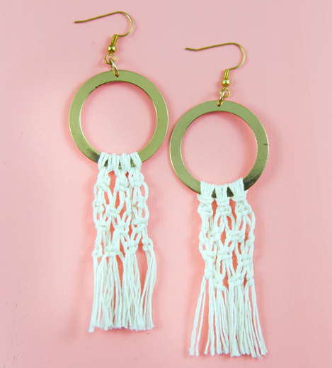 homemade macrame earrings jewelry craft projects for little girls and adults perfect for presents