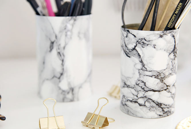 stylish marble pencil holders will help keep your desk neat and tidy