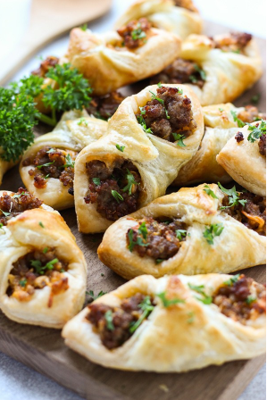 Sausage and cheese puff pastry pockets