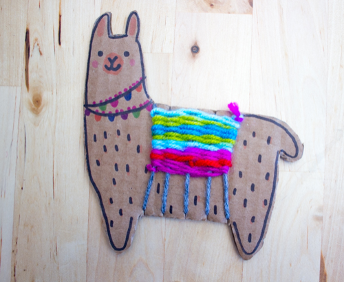 Adorable woven cardboard llamas