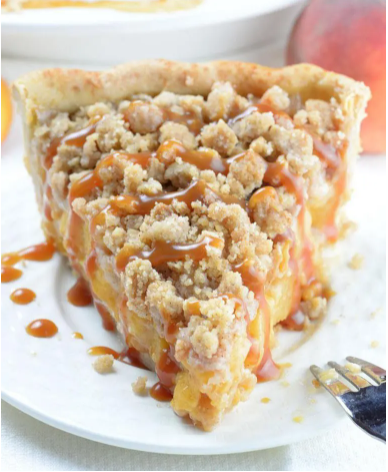 delicious buttery crust caramel crumble peach pie recipe