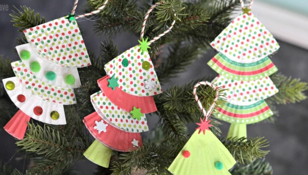 Cupcake Liner Christmas Ornaments Easy Kids Craft