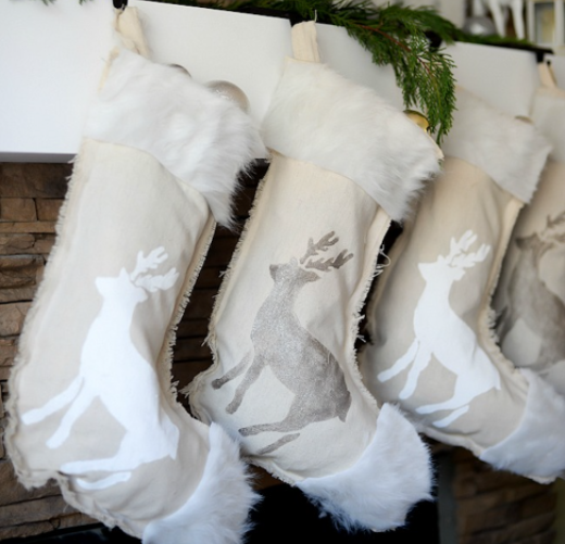 DIY NO SEW STENCILED STOCKINGS Christmas Holiday Craft Home Decor