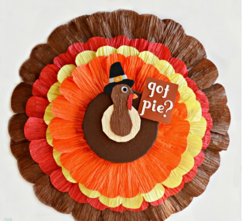 felt and paper twist door turkey colorful pie craft for kids