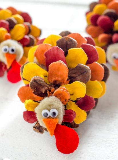 painted pinecone turkeys thanksgiving craft for kids