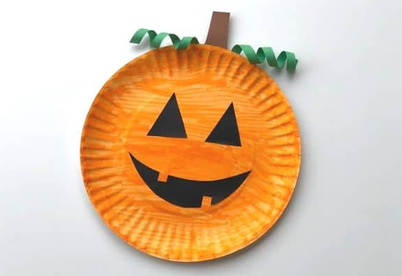 easy holiday paper plate pumpkin craft for the holloween