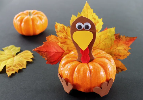 pumpkin turkey thanksgiving holiday craft for kids 