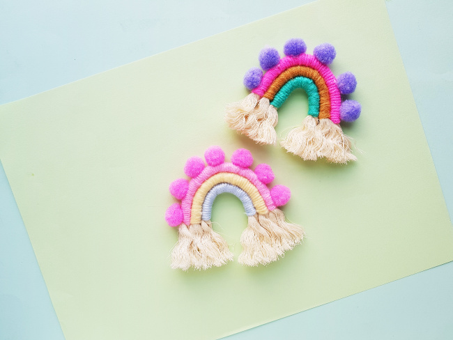 homemade macrame rainbow charm craft project for the summer holiday