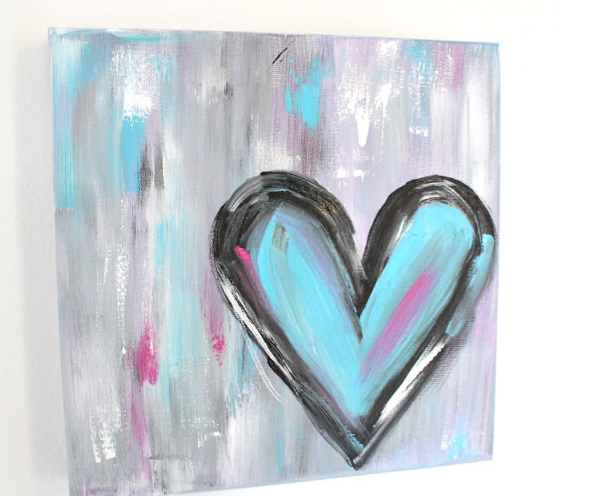 DIY Abstract Heart Painting and a Fun Paint Party