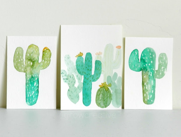 Watercolor Cactus Painting Activity for Kids