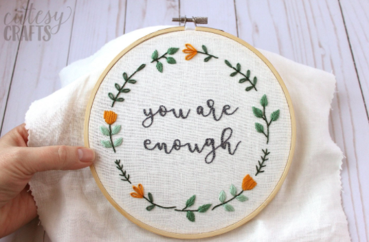 A free hand embroidery pattern you are enough words of wisdom