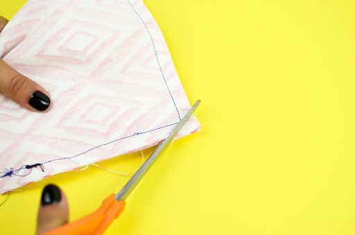 trimming off corners of fabric for less bulk