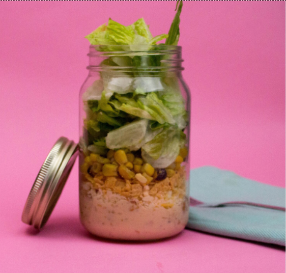 Salad in a jar perfect for a grab-and-go snack for our on the go father
