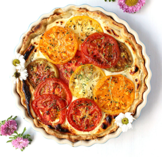 Beautiful and delicious goat cheese tomato pie