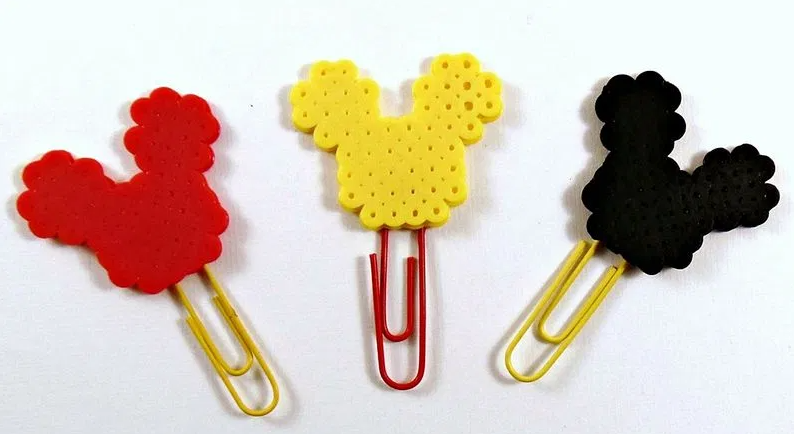 Super cute Mickey Mouse perler bead paper clip bookmarks