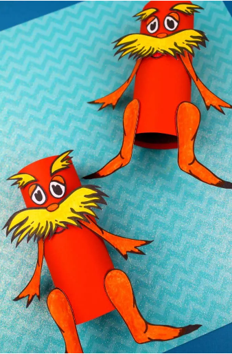 Dr. Seuss Lorax Toilet Paper Roll Craft Fun and Simple Activity for Kids