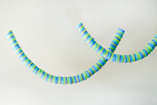 Color blue, green and mint green pool noodle garland